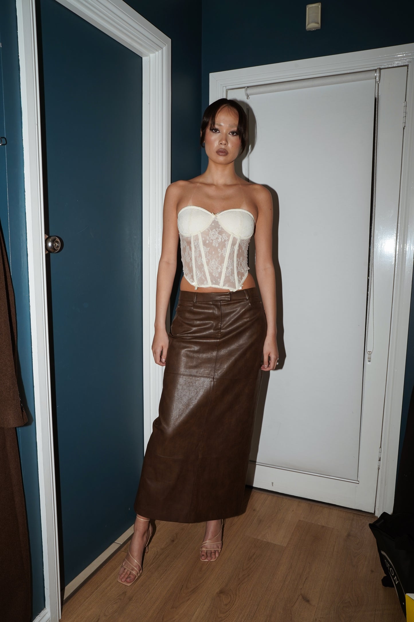 Victoria faux leather maxi skirt