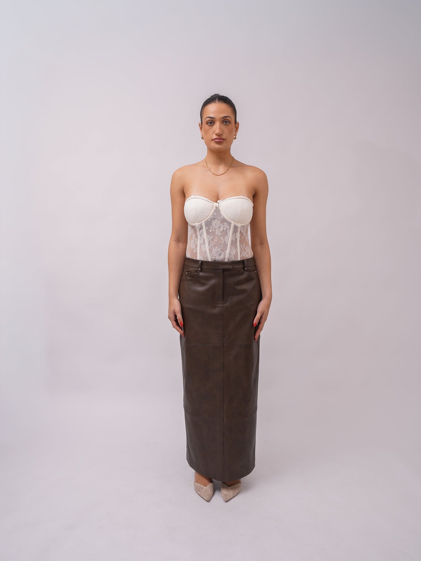 Victoria faux leather maxi skirt