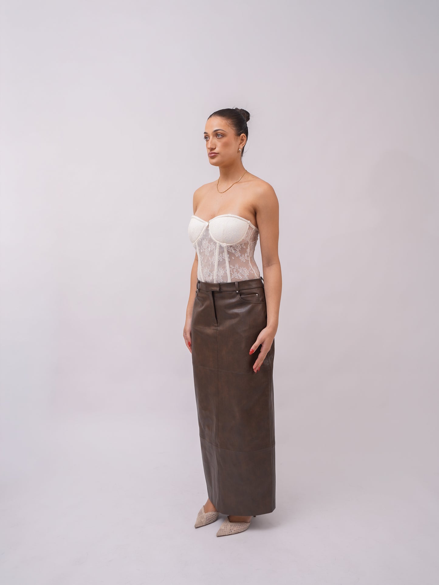 Victoria faux leather maxi skirt
