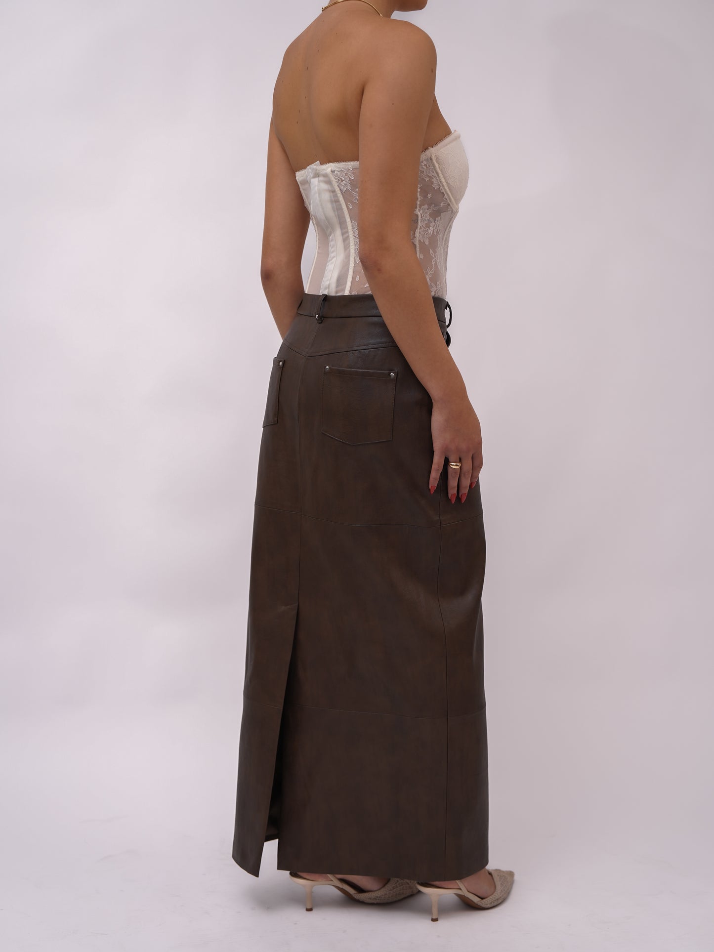 Victoria faux leather maxi skirt